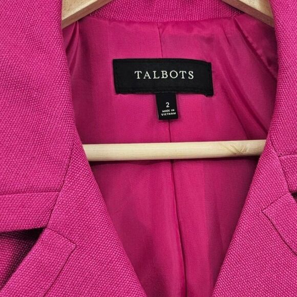 Talbots Womens 2 Pink Linen Three Button Blazer - Picture 2 of 13